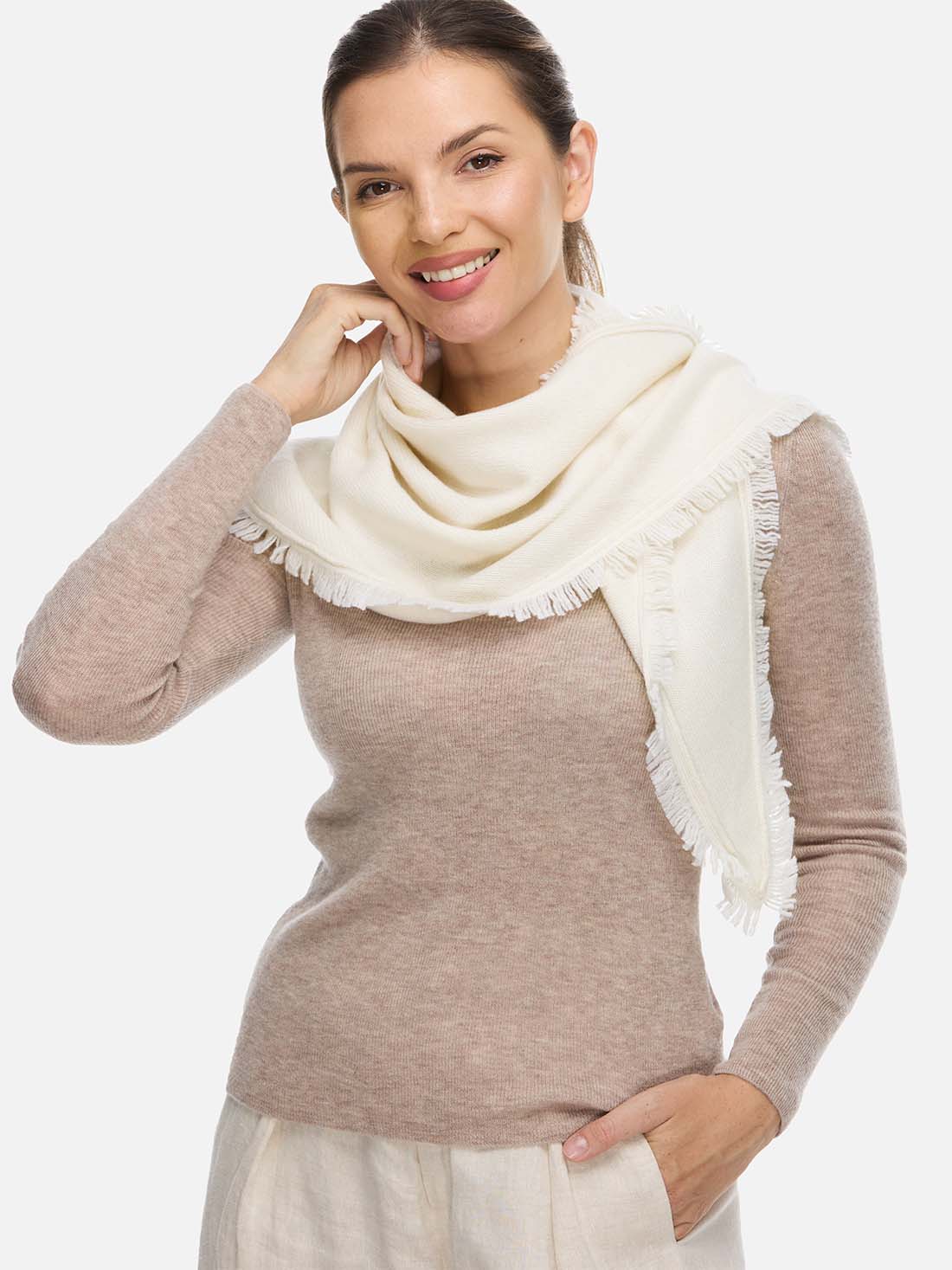 Triangle White Cashmere Scarf - Image 3
