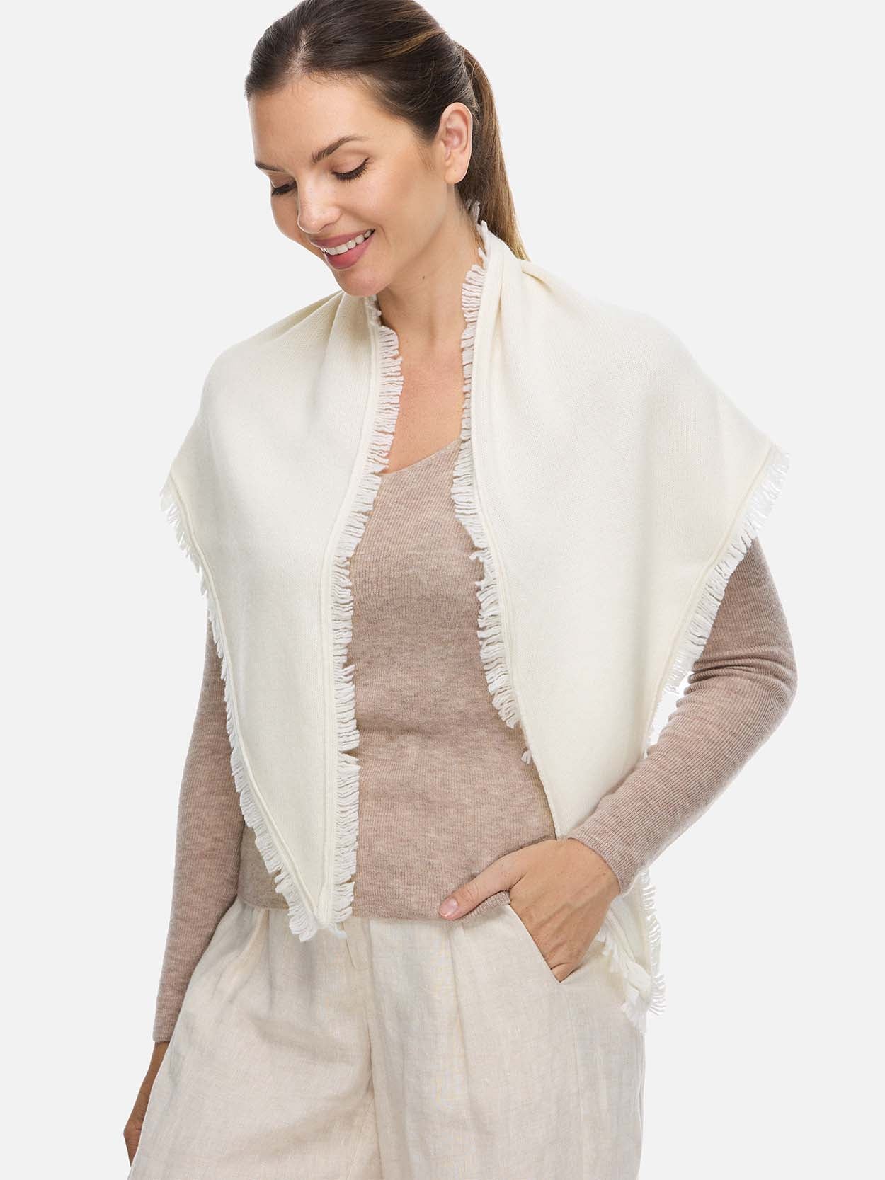 Triangle White Cashmere Scarf - Image 4