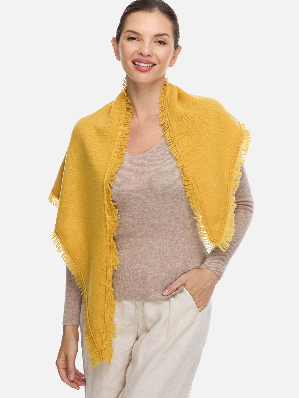 Triangle Yellow Cashmere Scarf - Image 4