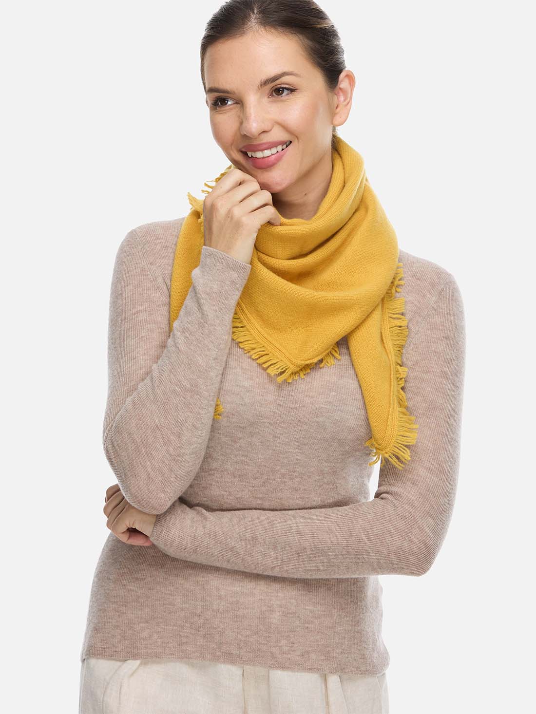 Triangle Yellow Cashmere Scarf - Image 5