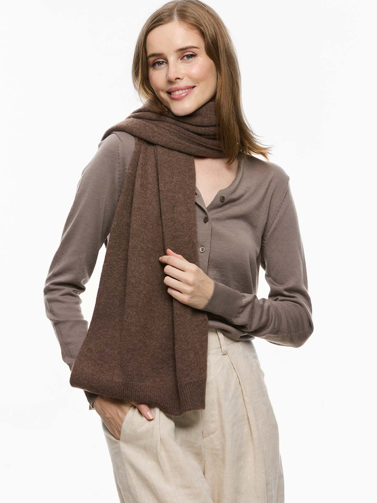 Walnut Wearable Cashmere Wrap - Image 3