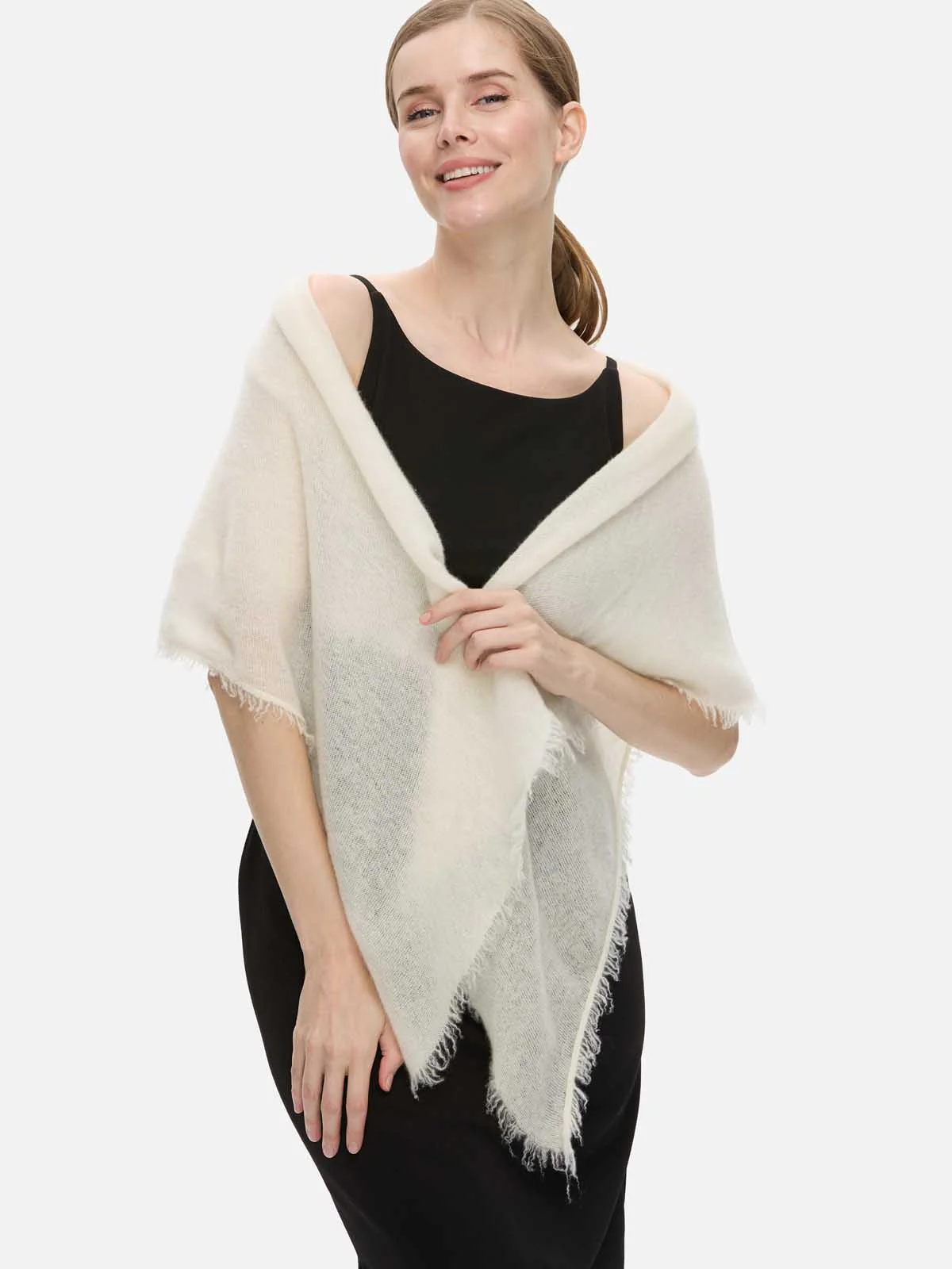 White CloudPuff Cashmere Scarf - Image 3