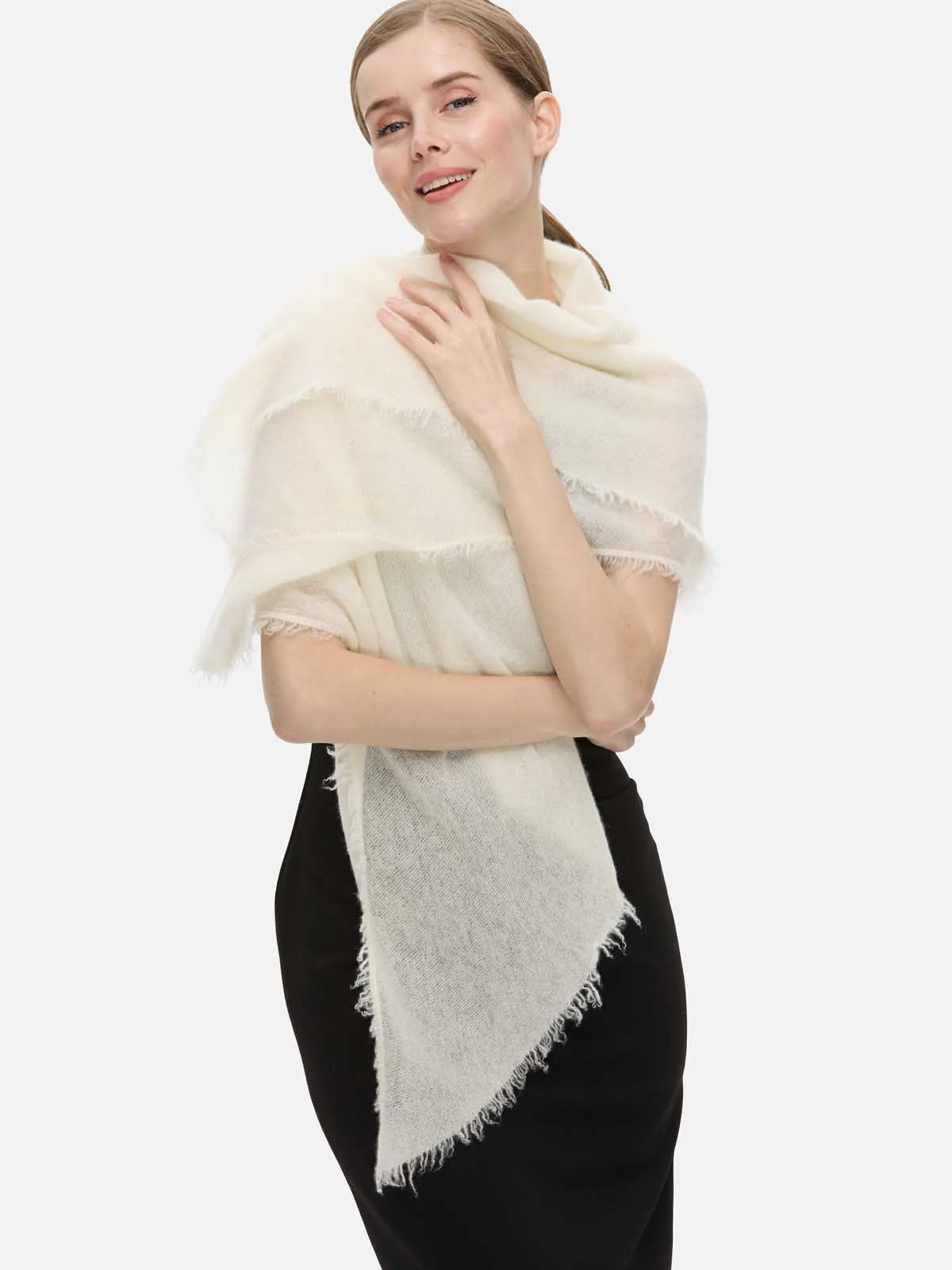 White CloudPuff Cashmere Scarf - Image 4
