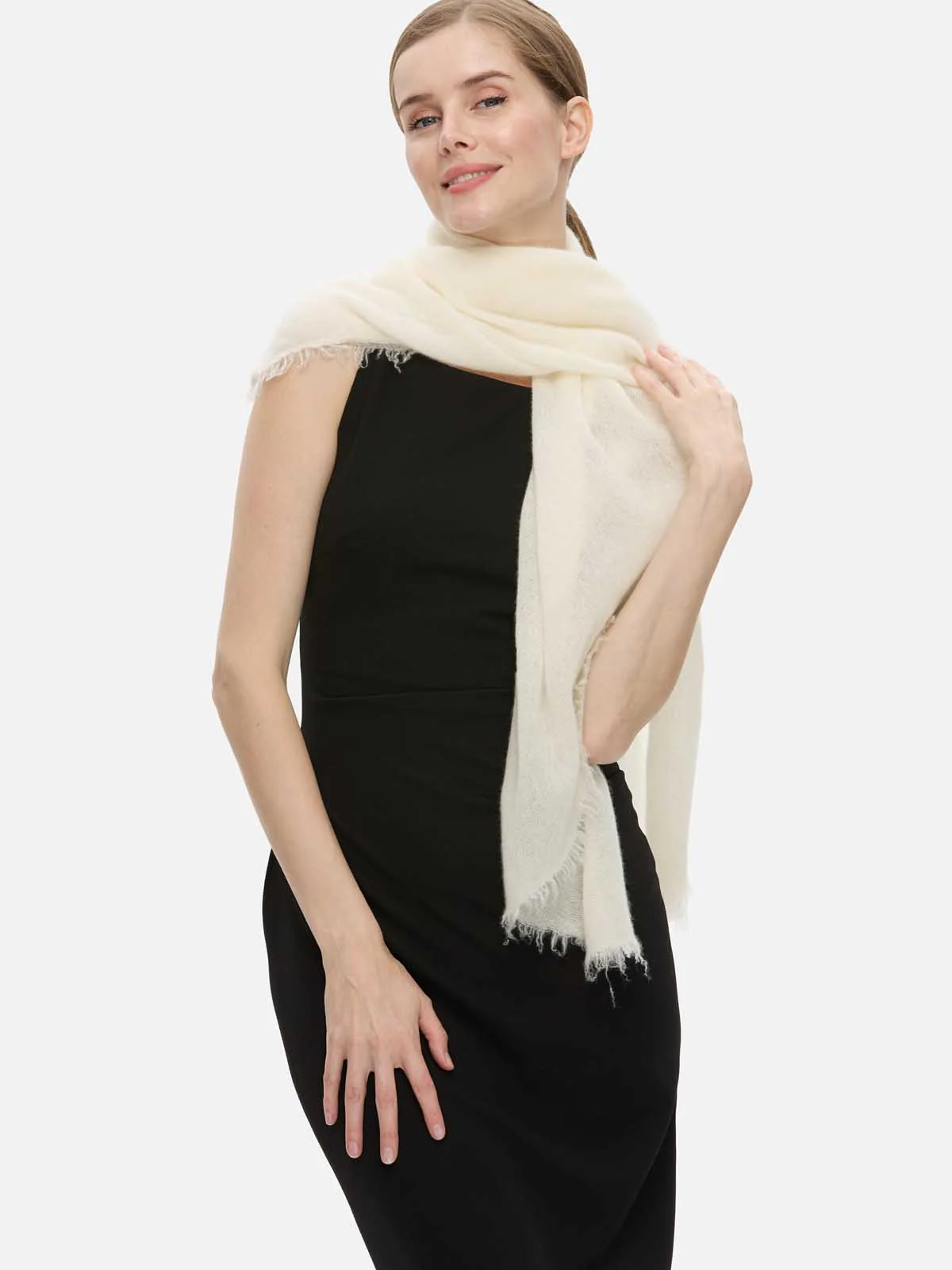 White CloudPuff Cashmere Scarf - Image 5