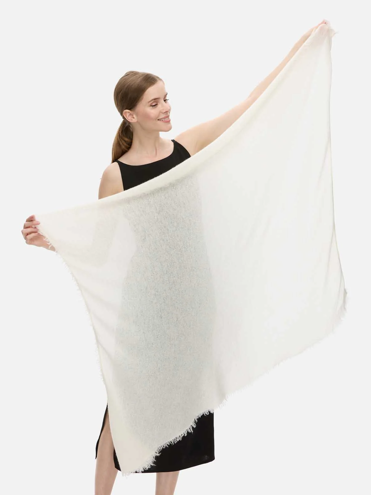 White CloudPuff Cashmere Scarf - Image 6