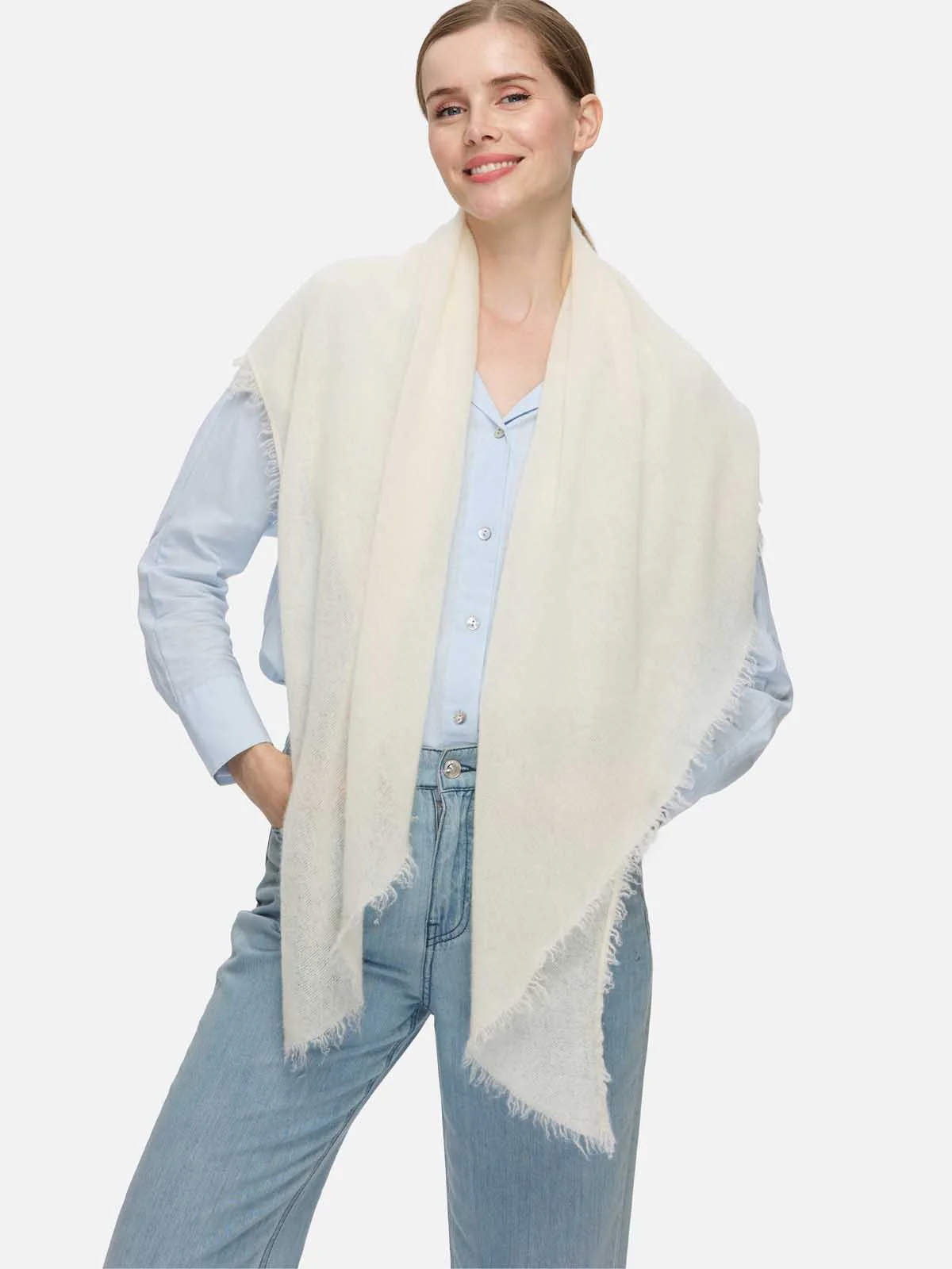 White CloudPuff Cashmere Scarf - Image 7
