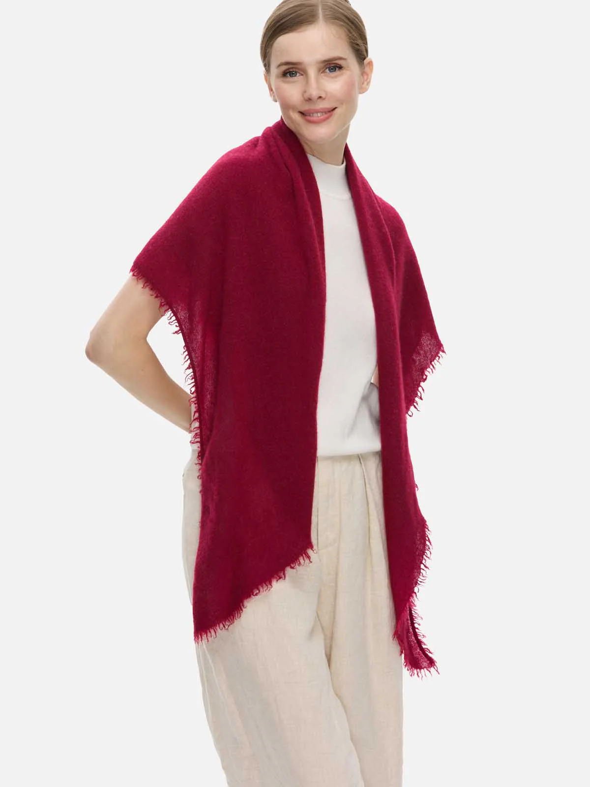 Wine Red CloudPuff Cashmere Scarf - Image 3