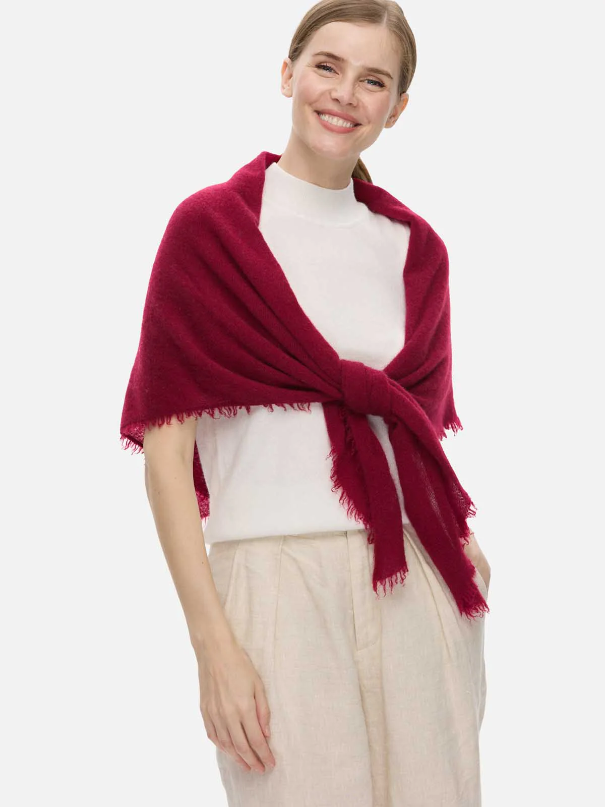 Wine Red CloudPuff Cashmere Scarf - Image 5
