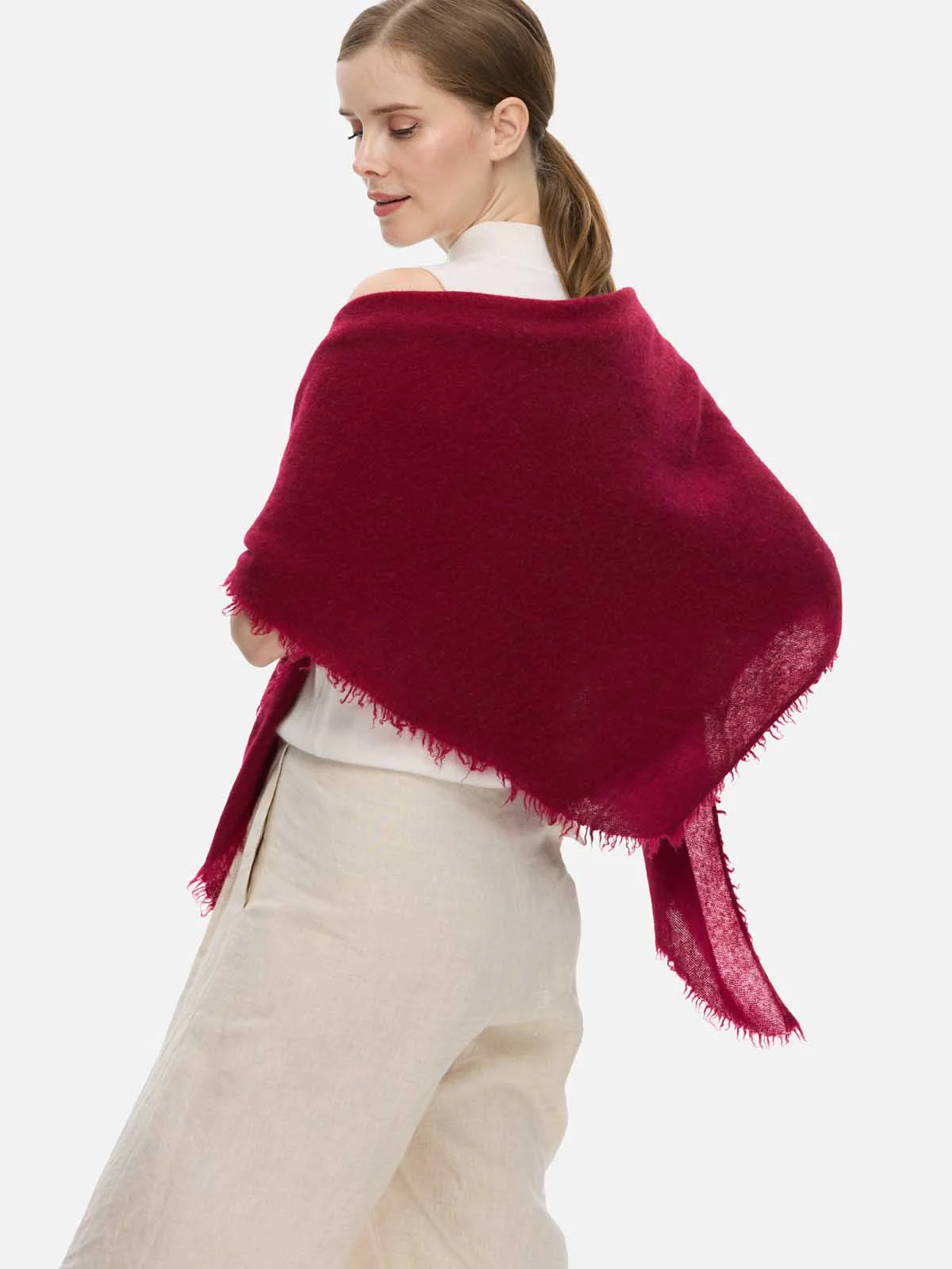 Wine Red CloudPuff Cashmere Scarf - Image 6