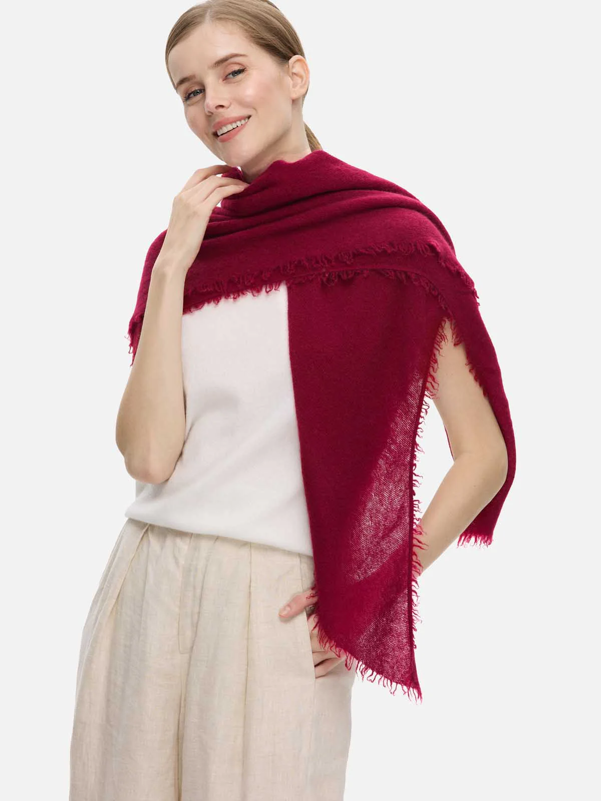 Wine Red CloudPuff Cashmere Scarf - Image 7