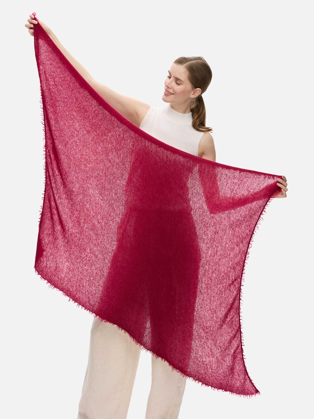 Wine Red CloudPuff Cashmere Scarf - Image 8