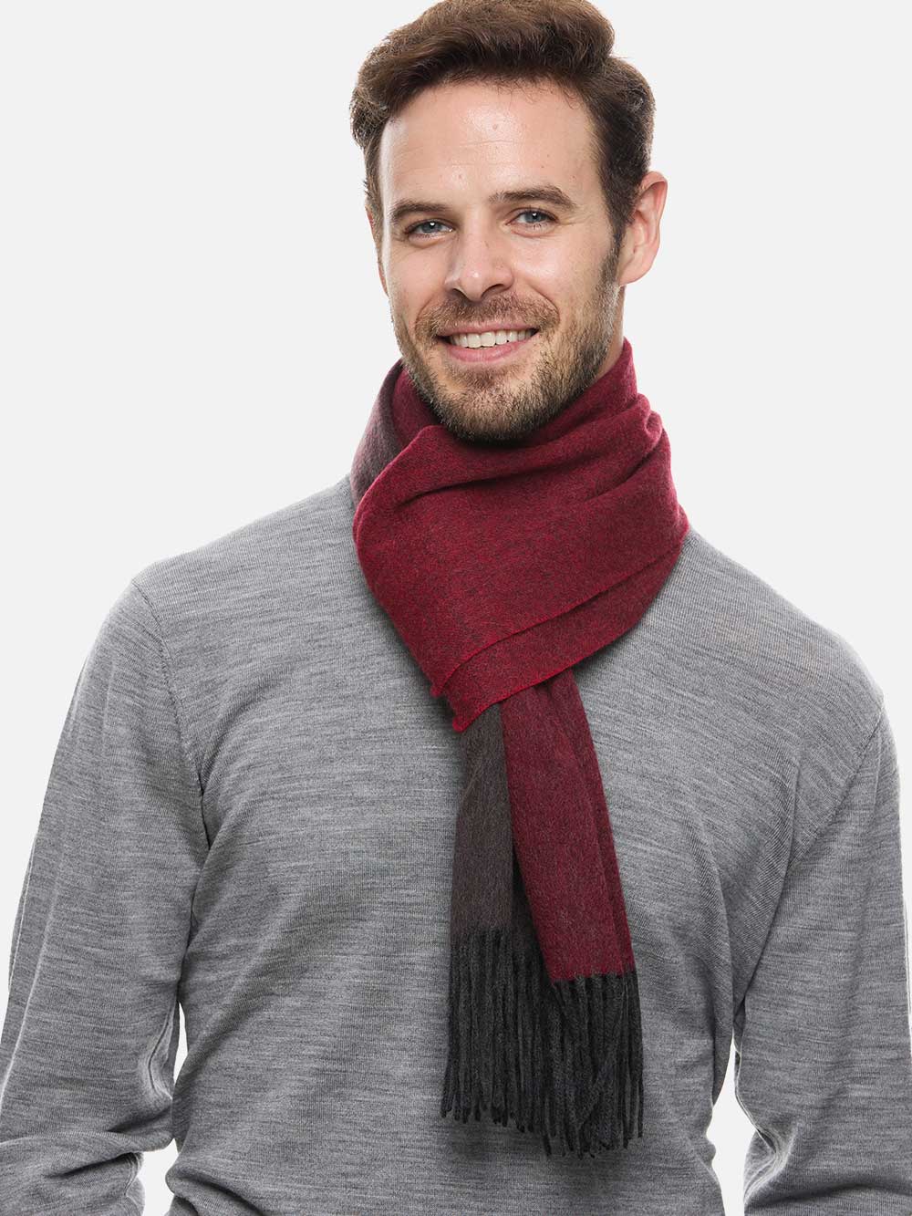 Wine Red Ombre Mens Cashmere Scarf - Image 2