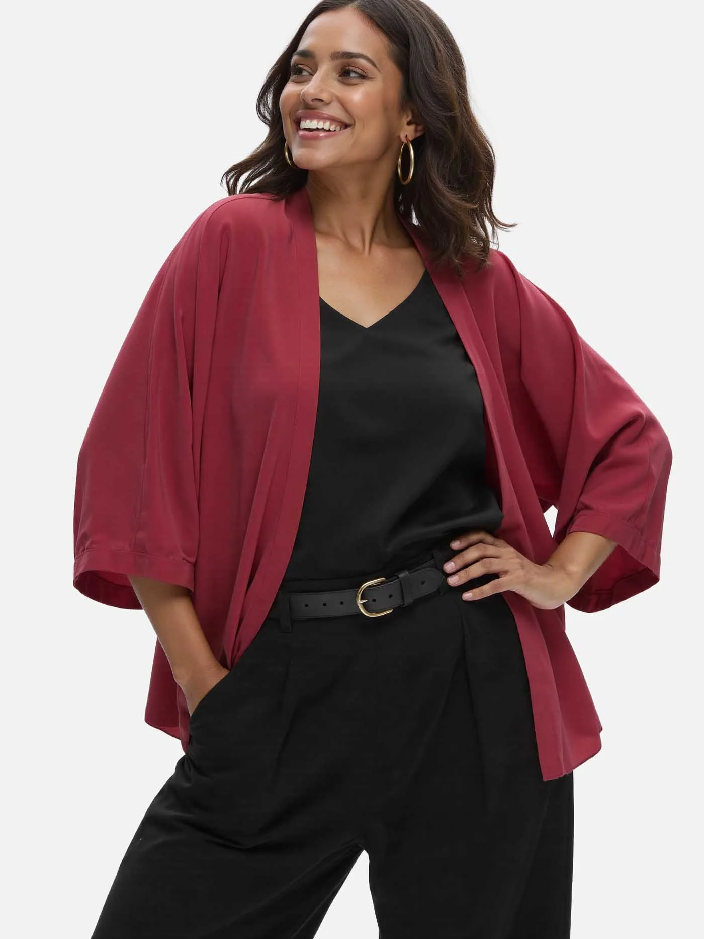 Wine Red Silk Relax Cardigan - Image 4
