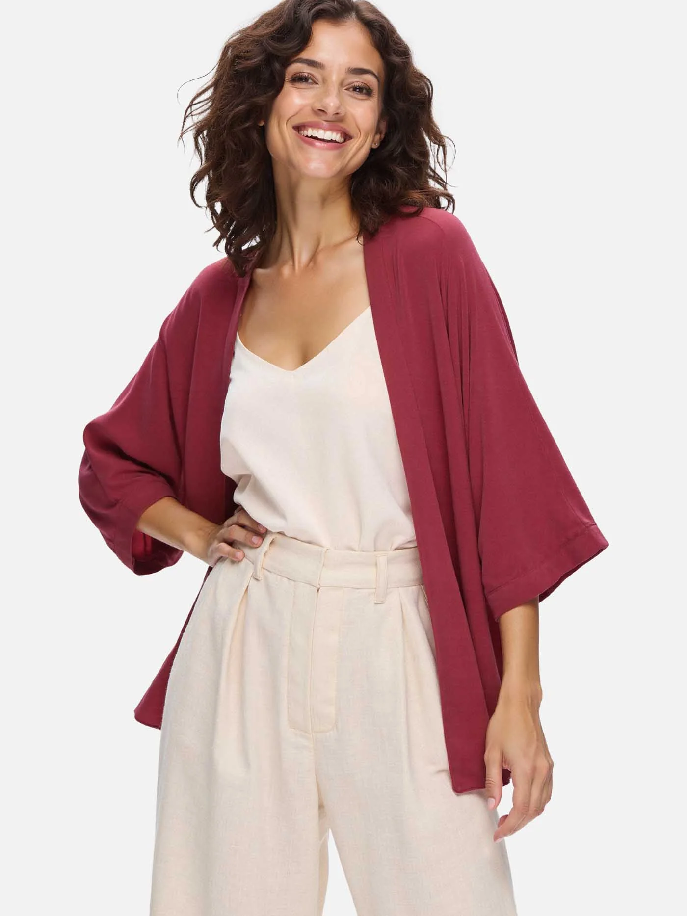 Wine Red Silk Relax Cardigan - Image 6