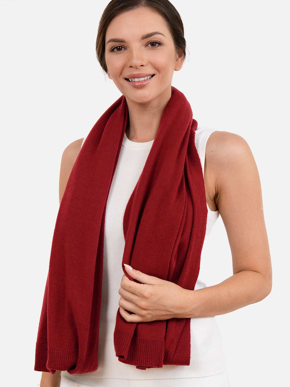 Wine Red Wearable Cashmere Wrap - Image 5