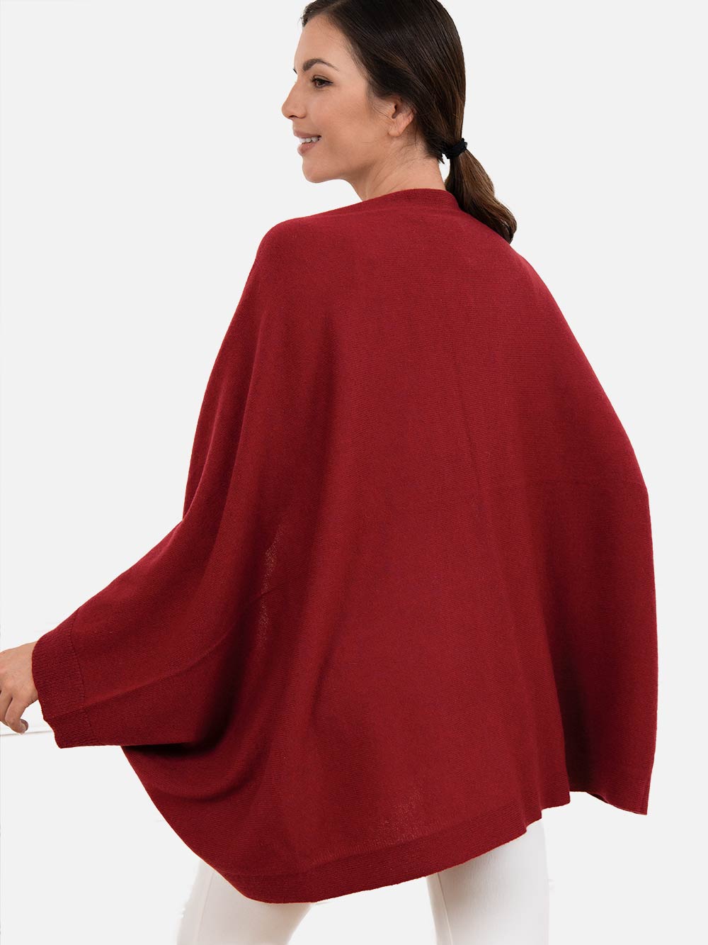 Wine Red Wearable Cashmere Wrap - Image 6