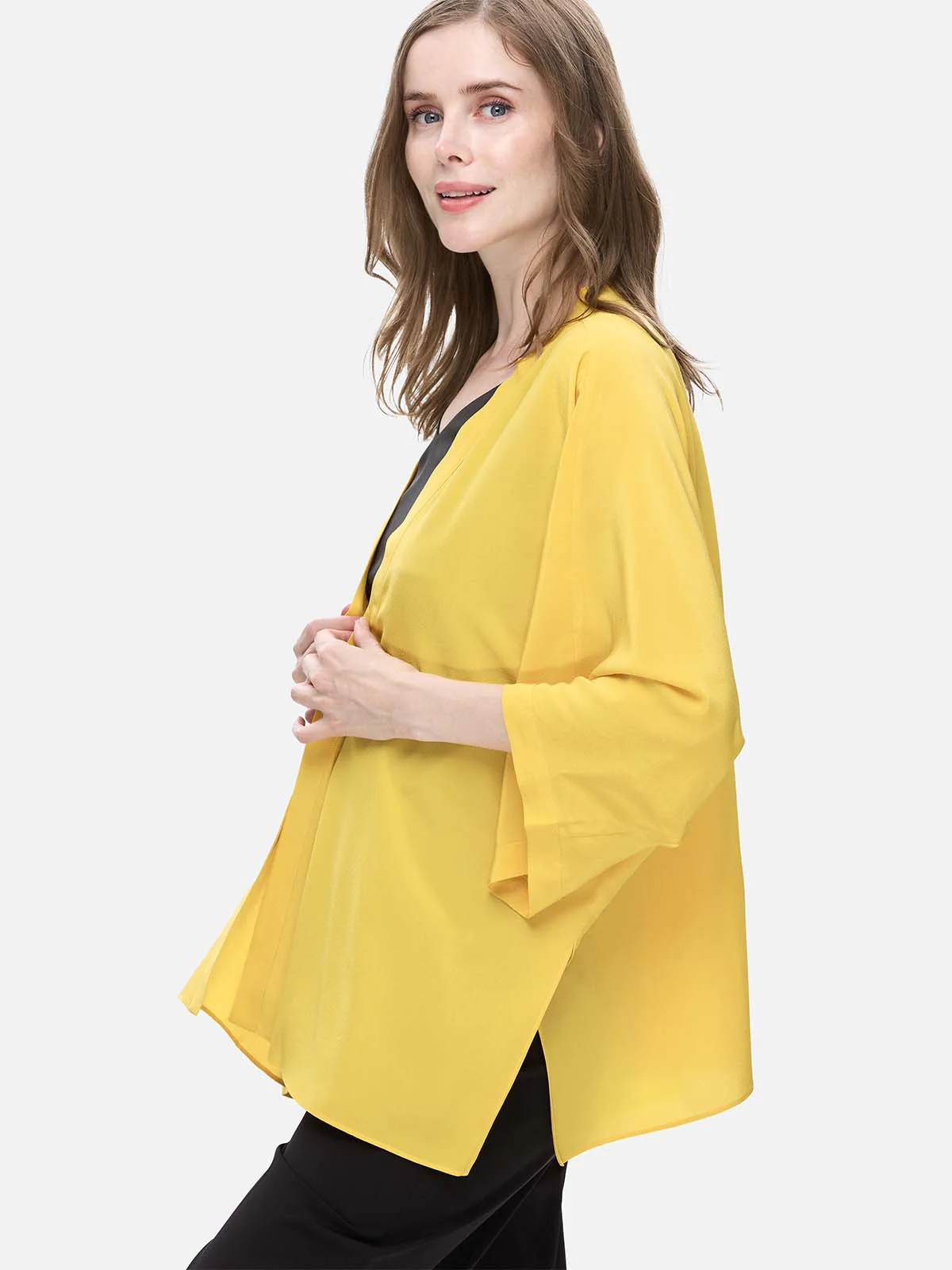 Yellow Silk Relax Cardigan - Image 3