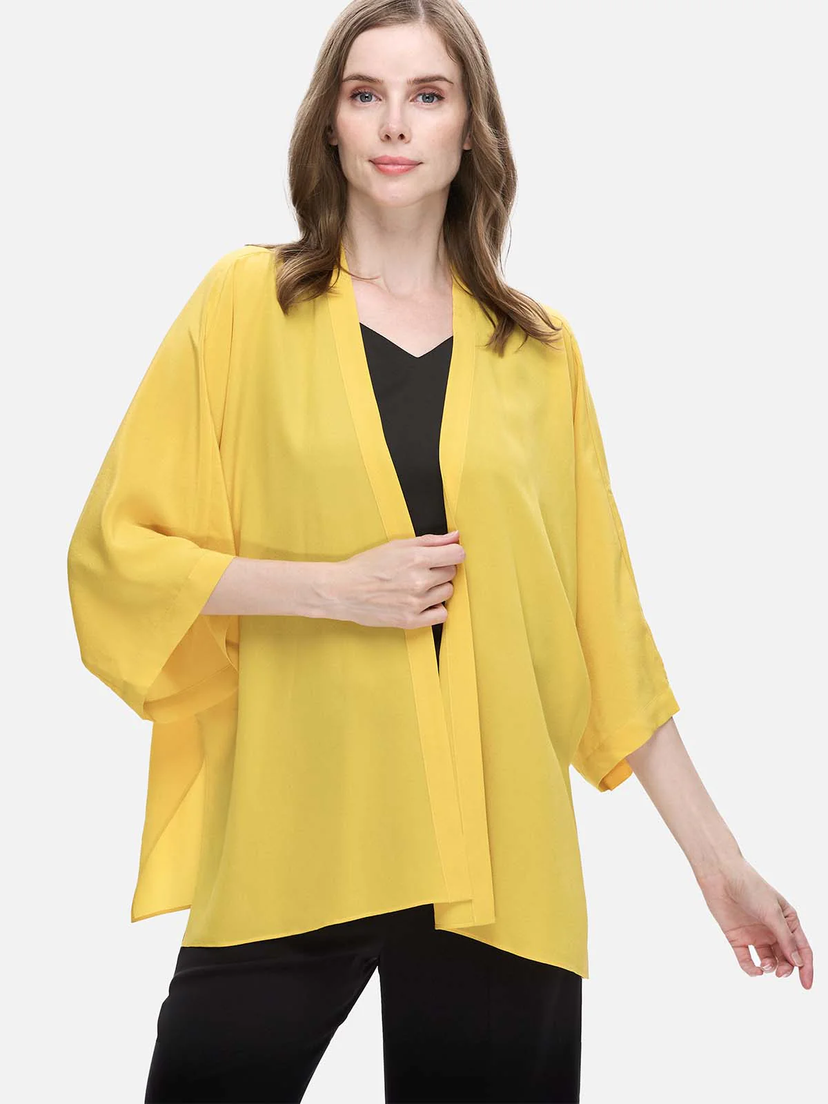 Yellow Silk Relax Cardigan - Image 4