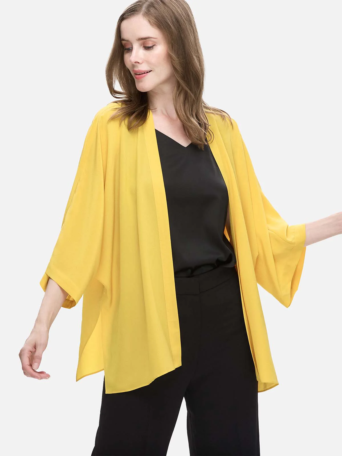 Yellow Silk Relax Cardigan - Image 6